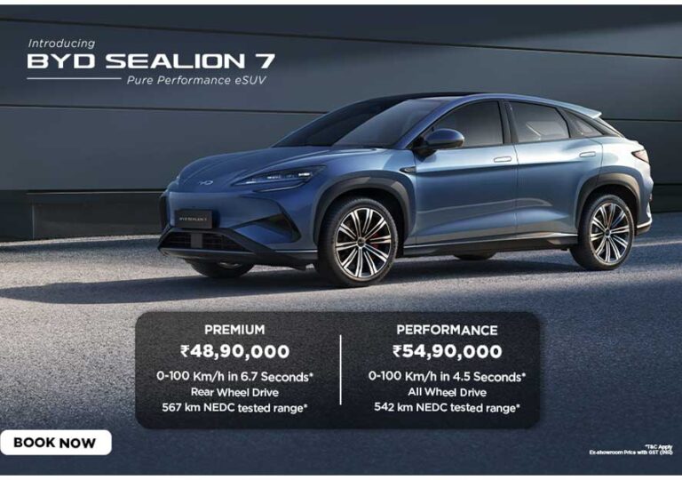 Byd India Selion 7 Pure Performance ESUV Price. 48.9 lakhs | Vampire