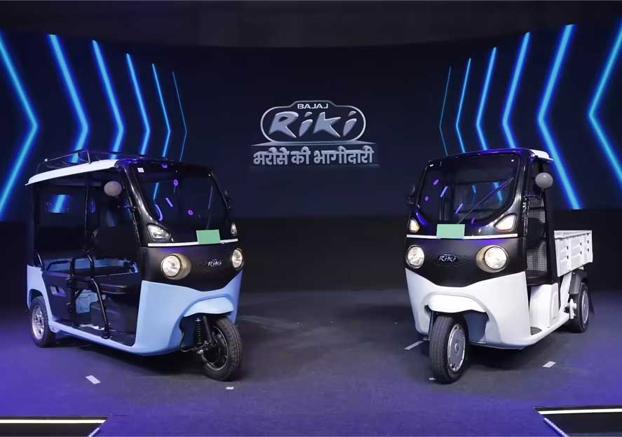 Bajaj Auto enters e-rickshaw market with the launch of ‘Bajaj Rikki’.