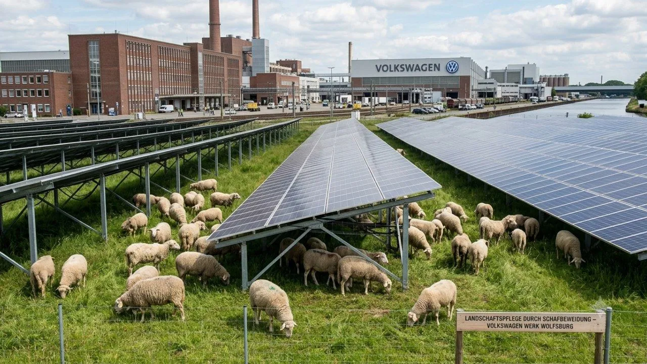 Special force of 100 sheep to cut grass, Volkswagen's unique